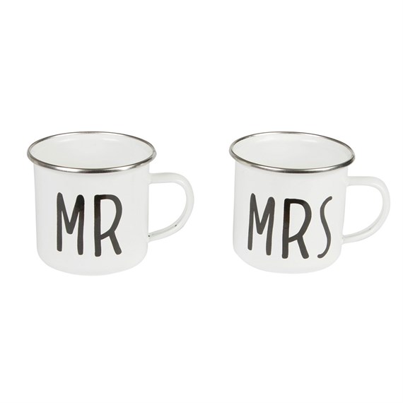 Mr and Mrs Enamel Mug Assorted