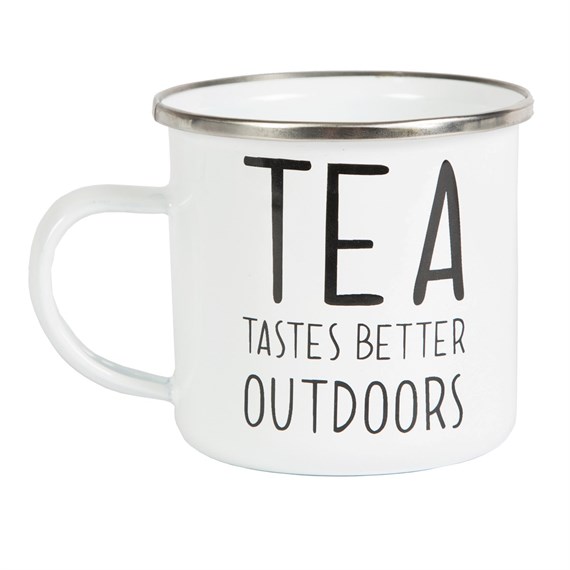 Tea Tastes Better Outdoors Enamel Mug