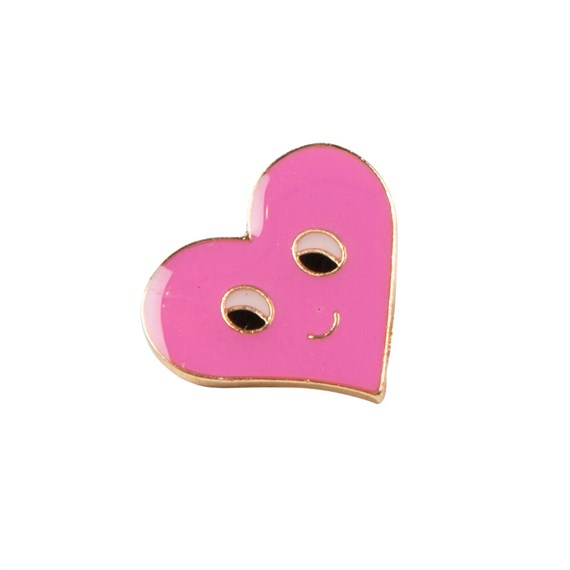Pink Flirty Face Heart Pin Fashion Accessory