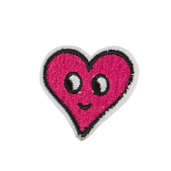 Pink Flirty Face Heart Iron on Patch Accessory