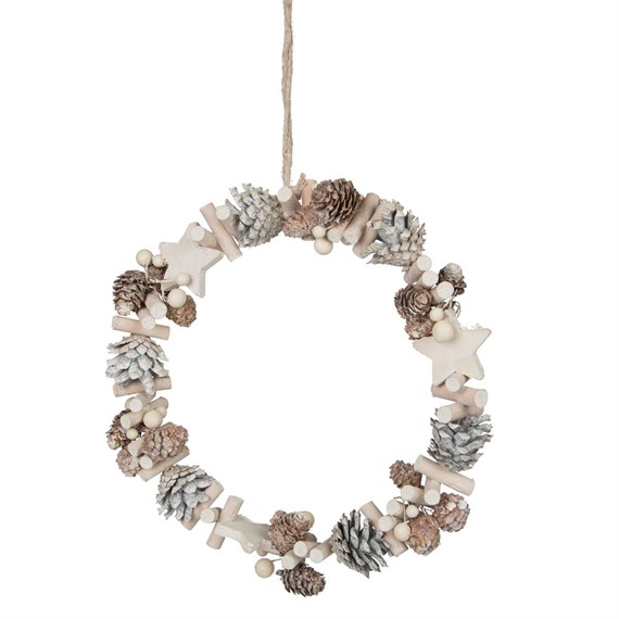 Snow Washed Festive Wreath with Stars