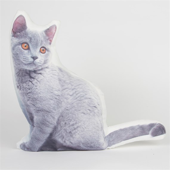 Looks Real Grey Cat Shaped Cushion