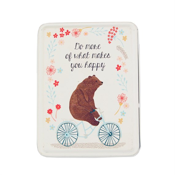 Do More of What Makes You Happy Bear on  Bike Tin