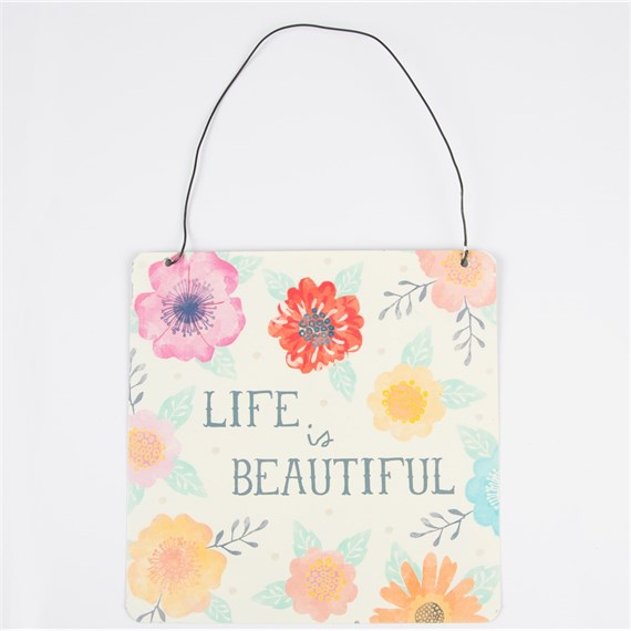 Life is Beautiful Watercolour Floral Plaque