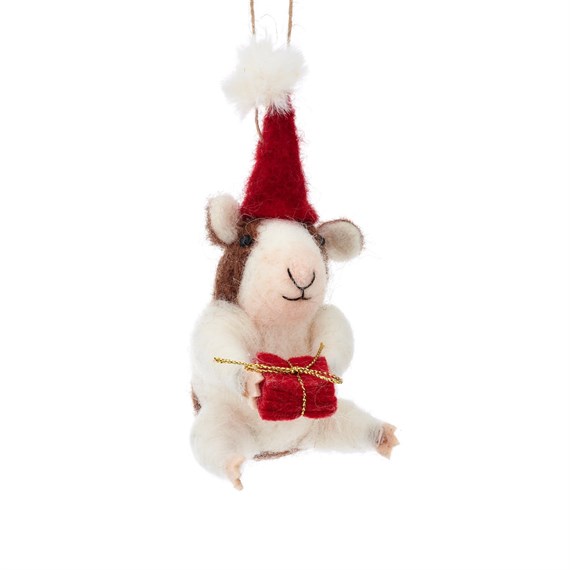 Christmas Guinea Pig Hanging Felt Decoration