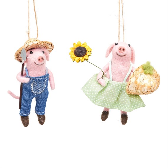 Farmer Pigs Felt Decoration Assorted