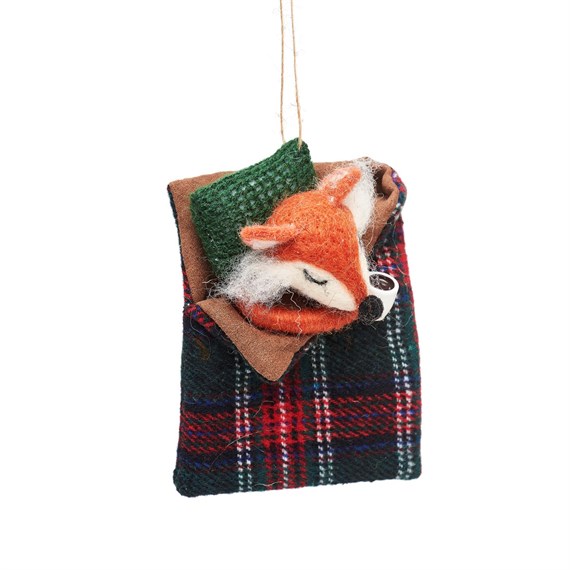 Fox In Sleeping Bag Felt Decoration