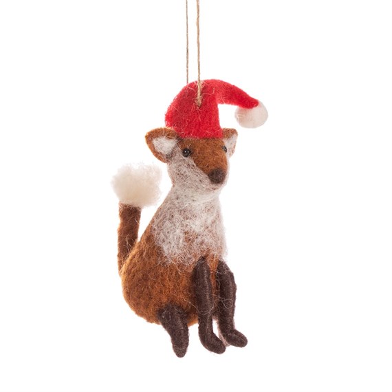Fox in Hat Felt Decoration