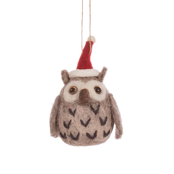 Owl in Hat Felt Decoration