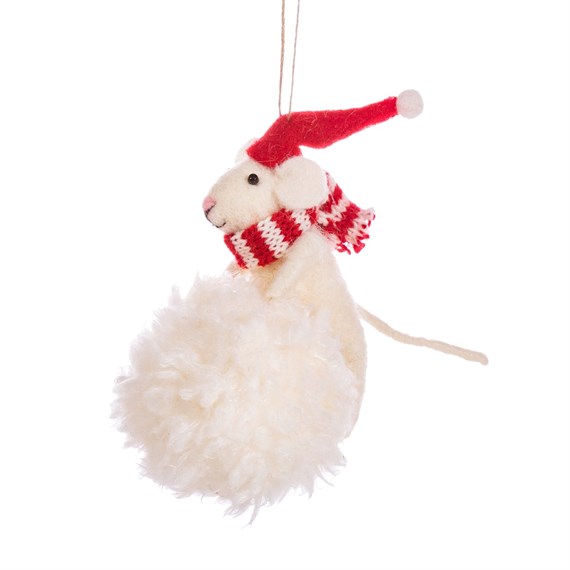 Mouse with Snowball Felt Decoration