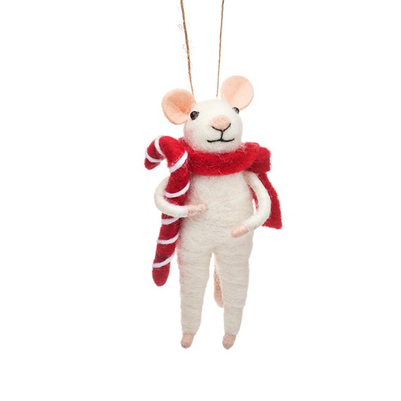 Mouse with Candy Cane Hanging Decoration
