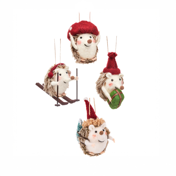 Festive Hedgehogs Hanging Decoration - Assorted