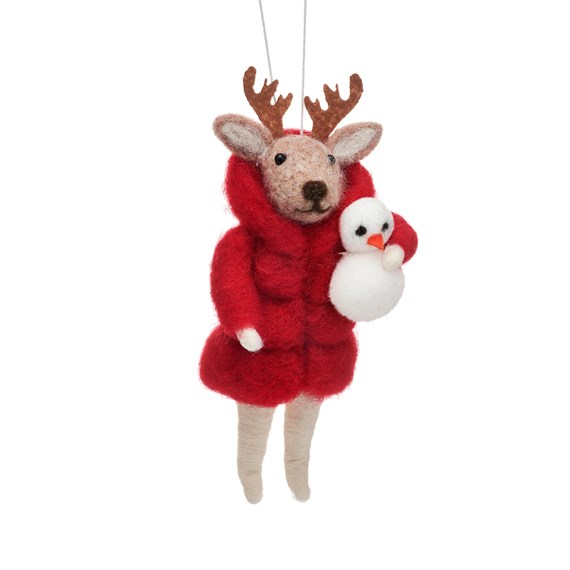 Reindeer in Puffer Jacket Hanging Decoration