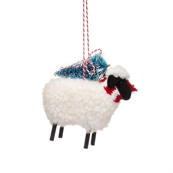 Sheep with Christmas Tree Hanging Decoration