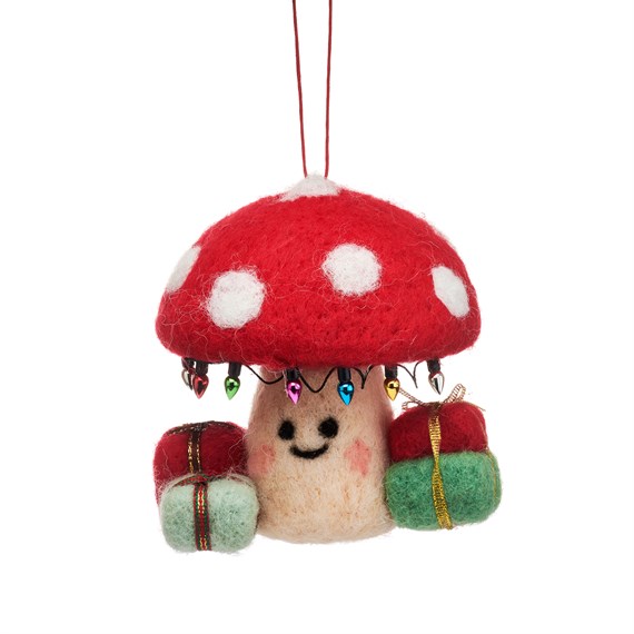 Mushroom with Presents Hanging Decoration