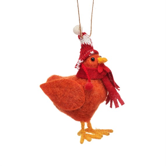 Chicken with Woolly Hat Hanging Decoration