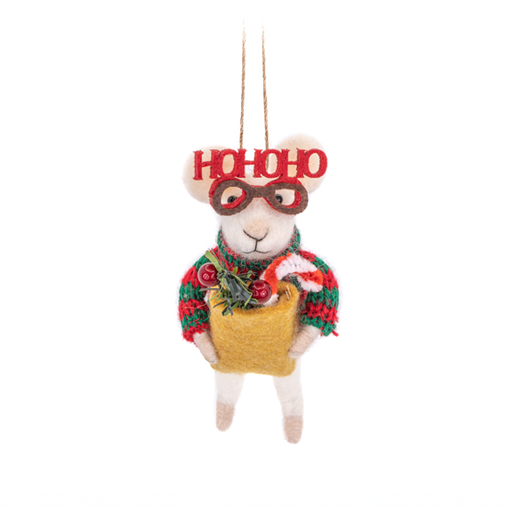 Tree Decorating Mouse Felt Decoration