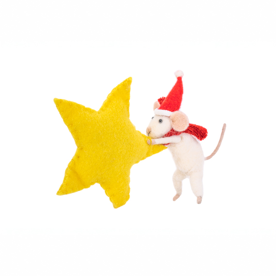 Mouse with Felt Star Tree Topper Felt Decoration