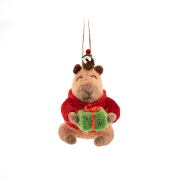 Capybara with Pudding on Head Felt Decoration