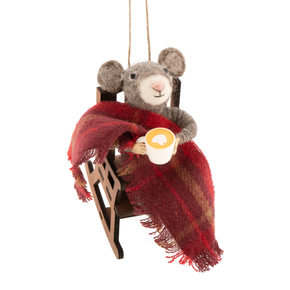 Mouse in a Rocking Chair Felt Decoration