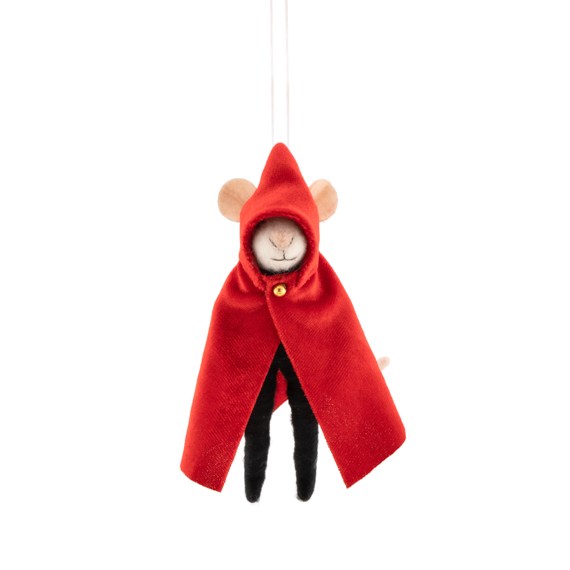 Cloaked Mouse Red Felt Decoration
