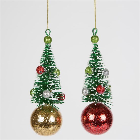Bobbing Christmas Trees on  Bauble Hanging Decoration Assorted