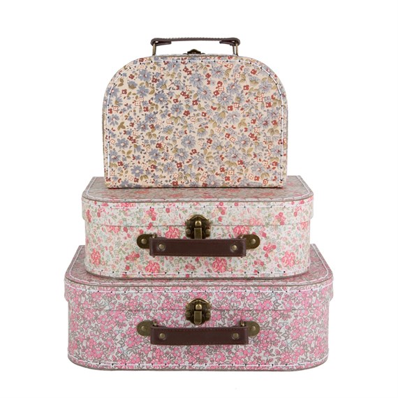 Vintage Floral Suitcases - Set of 3