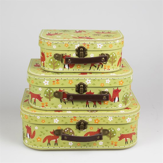Set of 3 Spring Forest Fox Suitcases