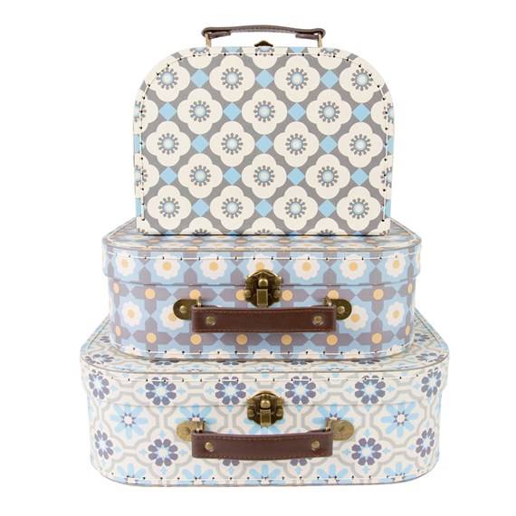Set of 3 Mediterranean Mosaic Suitcases