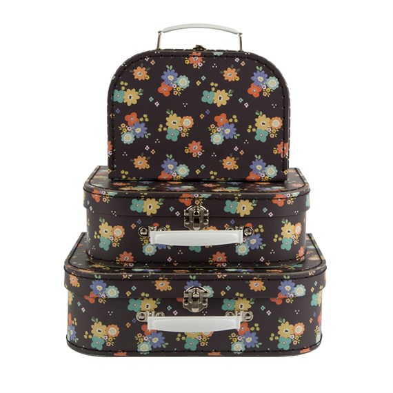 Set of 3 Dahlia Floral Suitcases