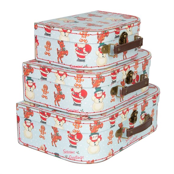 Set of 3 Retro Santa Suitcases