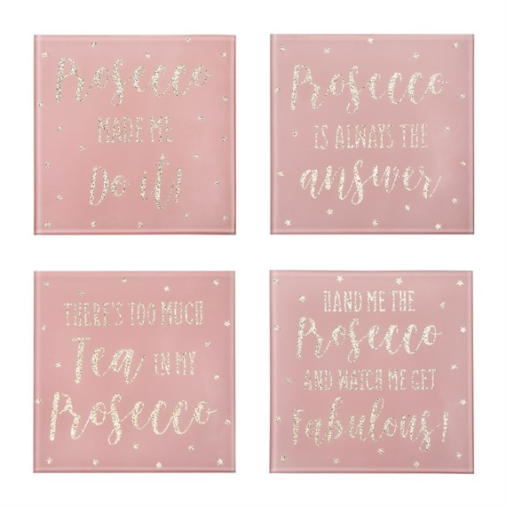 Prosecco Party Glass Coasters - Set of 4