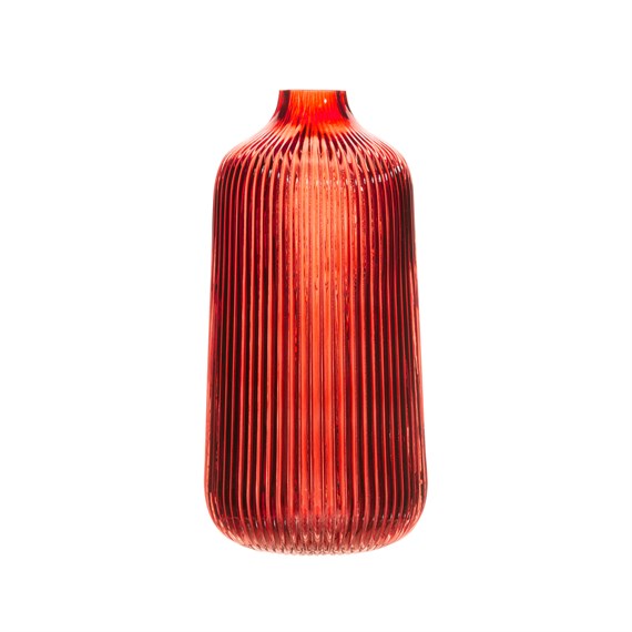Tall Fluted Glass Vase Amber