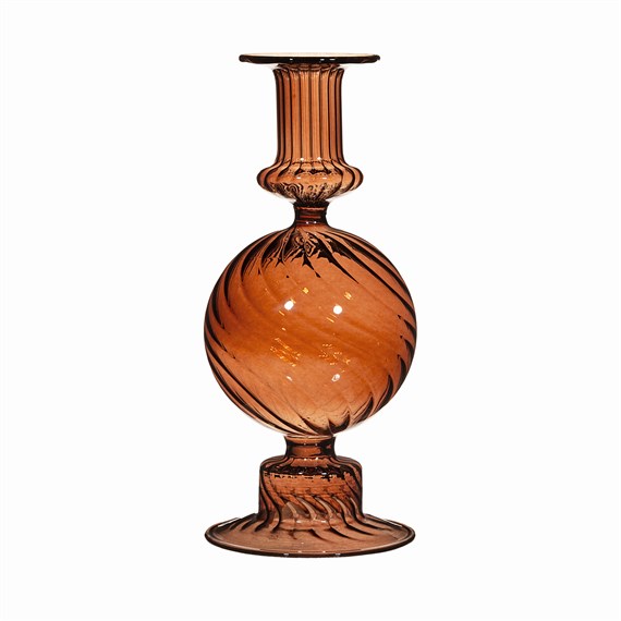 Dark Amber Fluted Globe Candleholder
