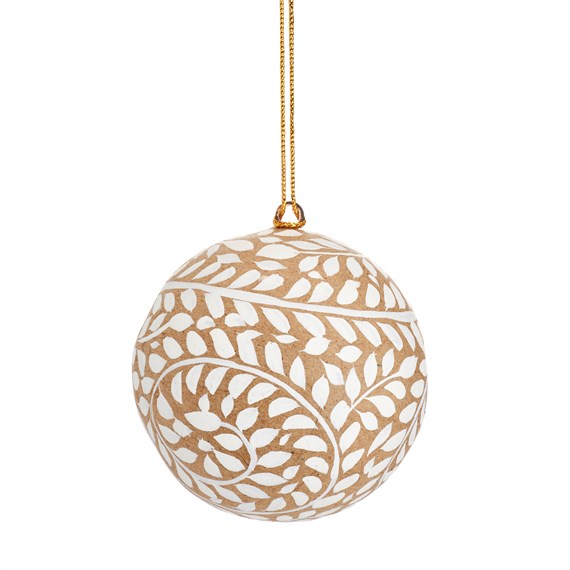 Kraft Paper Leaf Pattern Papier Mache Bauble