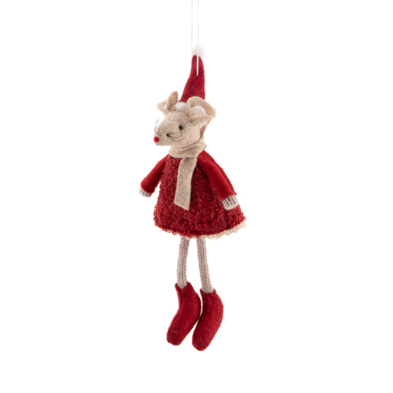 Santa Mouse Boy and Girl  Hanging Decoration - Assorted