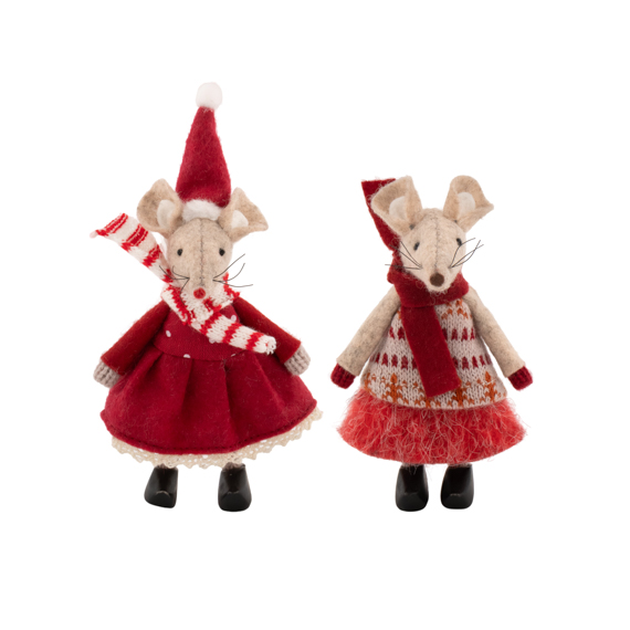 Santa Mouse Girls Standing Decoration - Assorted