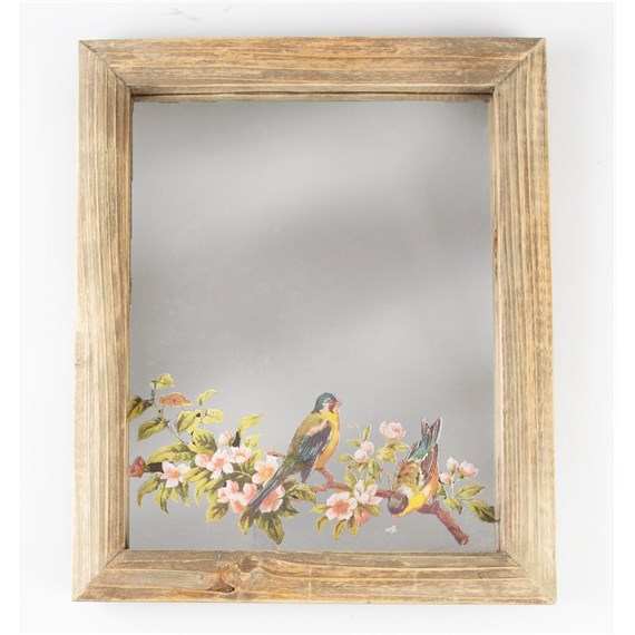 Rectangular Mirror with Bird & Flower Print
