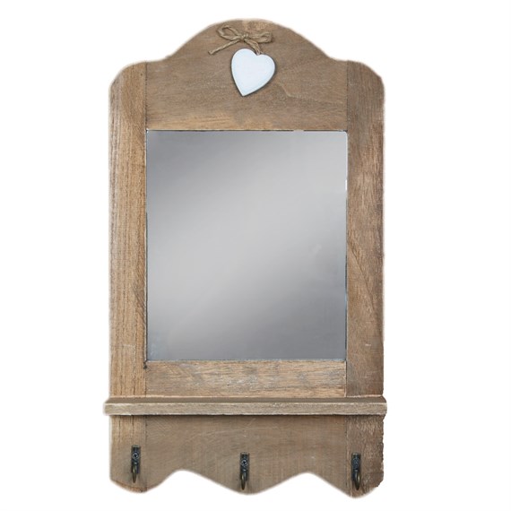 Scalloped Mirror with 3 Hooks