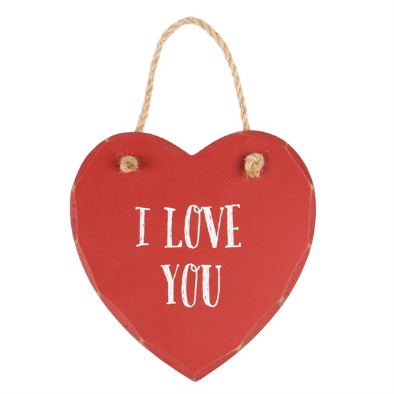 I Love You Heart Plaque Red