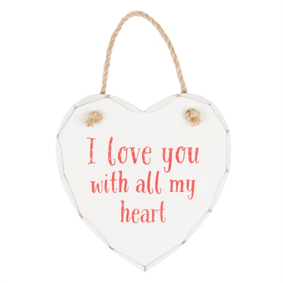I Love You with All My Heart Heart Plaque