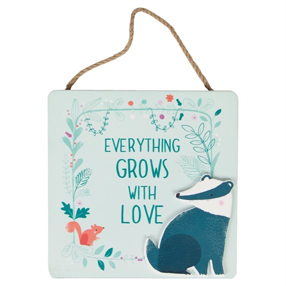 Badger Woodland Friends Everything Grows Plaque