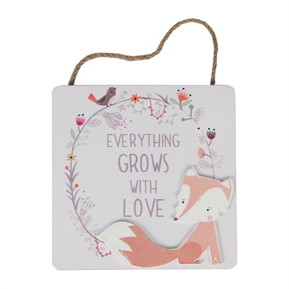 Fox Woodland Friends Everything Grows Plaque