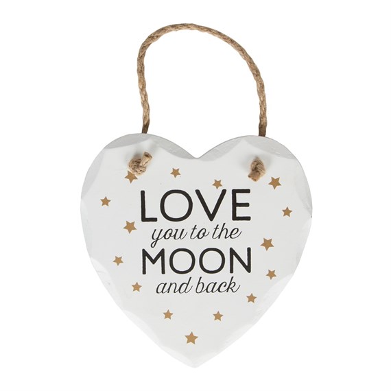 Love You to the Moon Golden Stars Heart Plaque