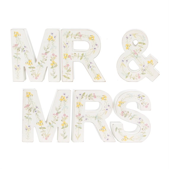 Wildflower Standing Mr & Mrs Letters