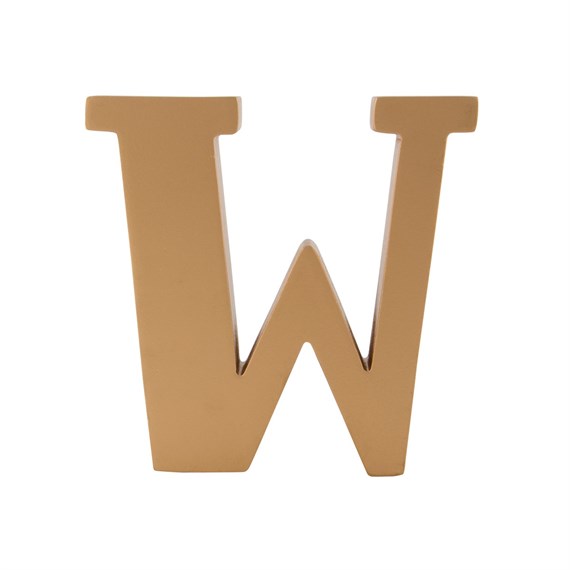 Gold Wooden Letter W Standing Decoration