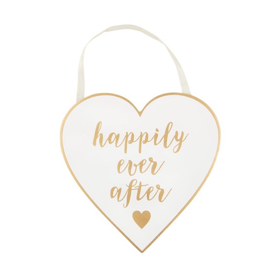 Gold & White Happily Ever After Plaque