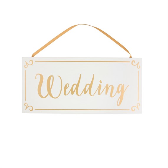 Gold & White Wedding Hanging Plaque