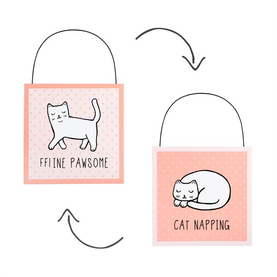 Cutie Cat Nap Time Reversible Hanging Plaque