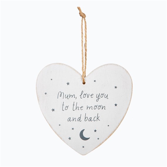 Mum Love You to the Moon and Back Heart Plaque